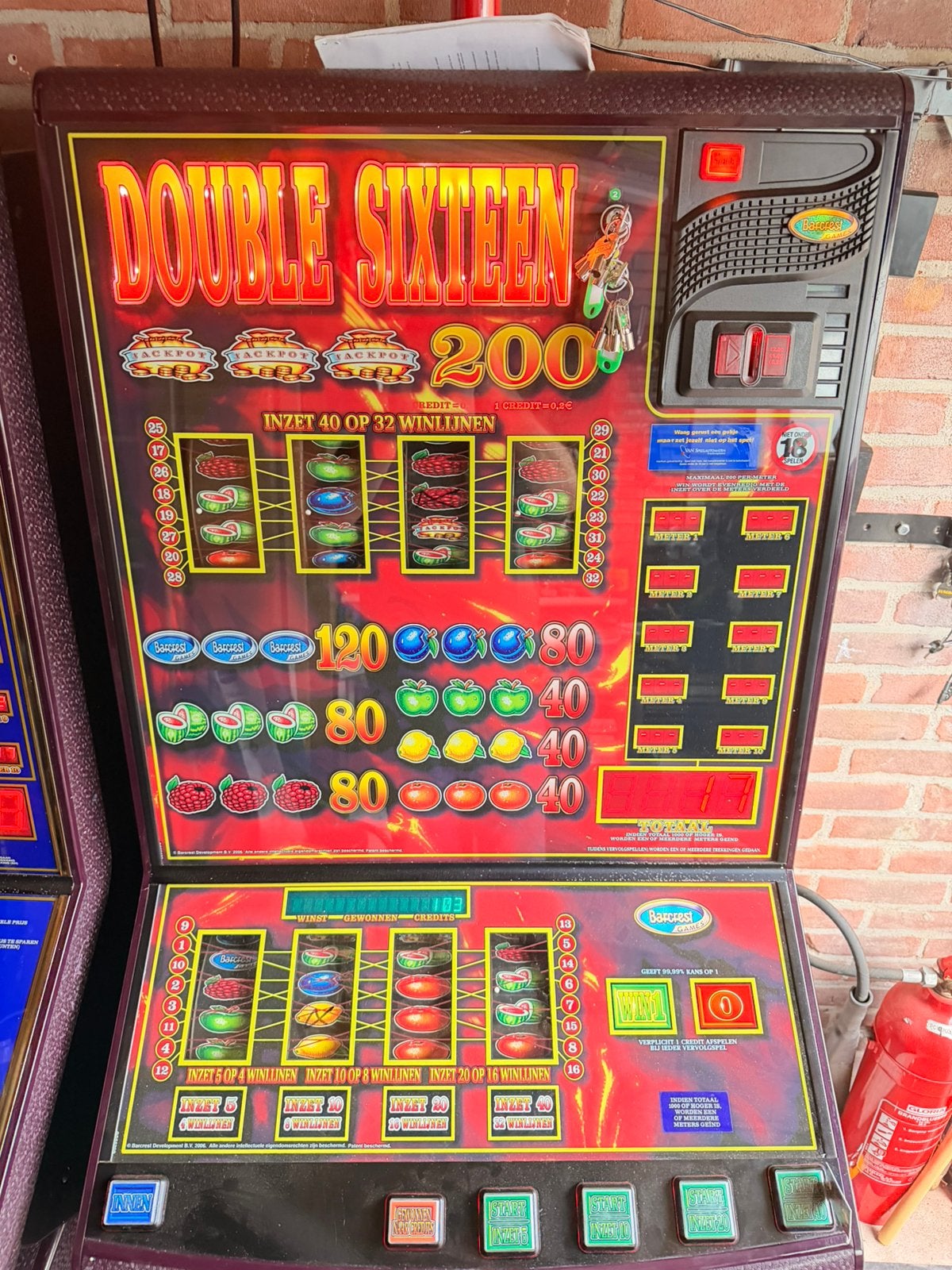 Double Sixteen gokhal gokkast led verlichting, Euro, Ophalen, Zo goed als nieuw, Met sleutels