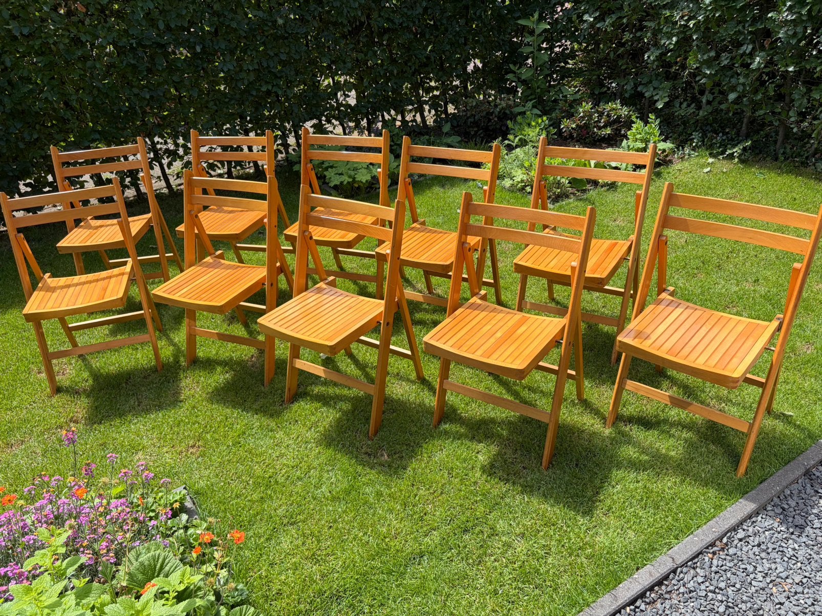 10 vintage klapstoelen in unieke staat, Huis en Inrichting, Stoelen, Ophalen, Bruin, Vijf, Zes of meer stoelen