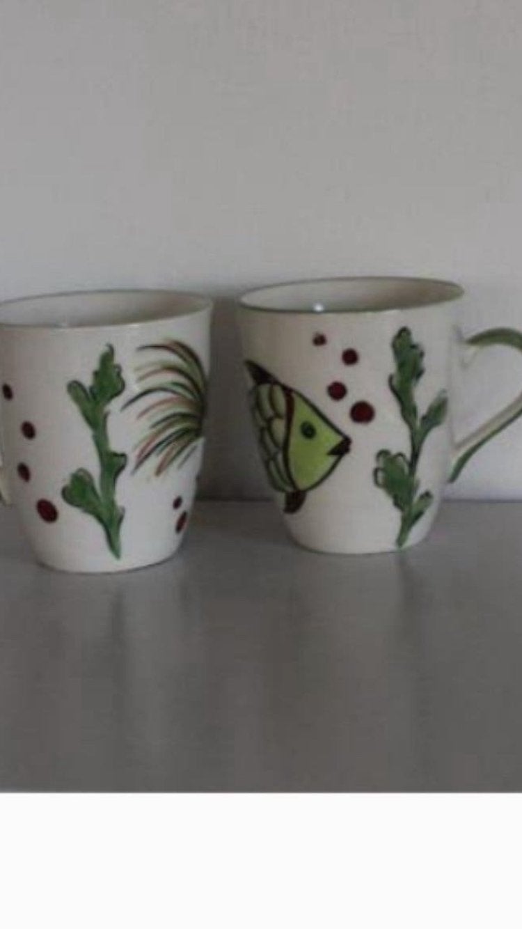 Twee mokken ( Vissendecoratie), Nieuw, Ophalen of Verzenden, Overige stijlen, Kop(pen) en/of Schotel(s)