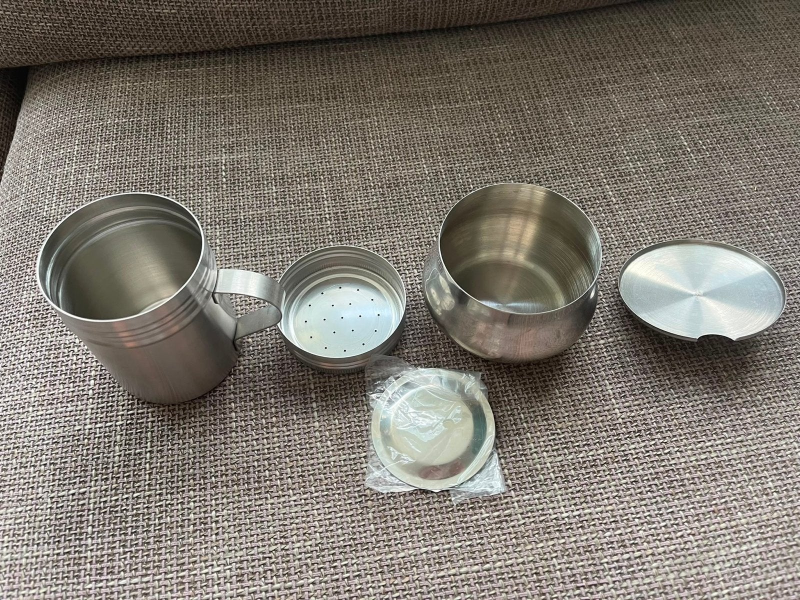 Roestvrijstalen suikerstrooier en suikerpot, Zilver, Ophalen of Verzenden, Metaal, Overige merken