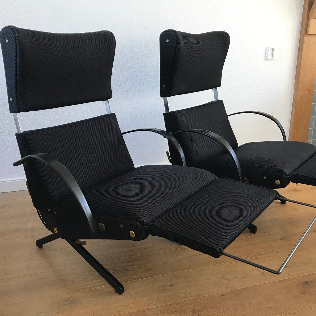 Set 2 vintage Tecno P40 lounge chairs  fauteuils, Ophalen, Gebruikt, 75 tot 100 cm, Nvt