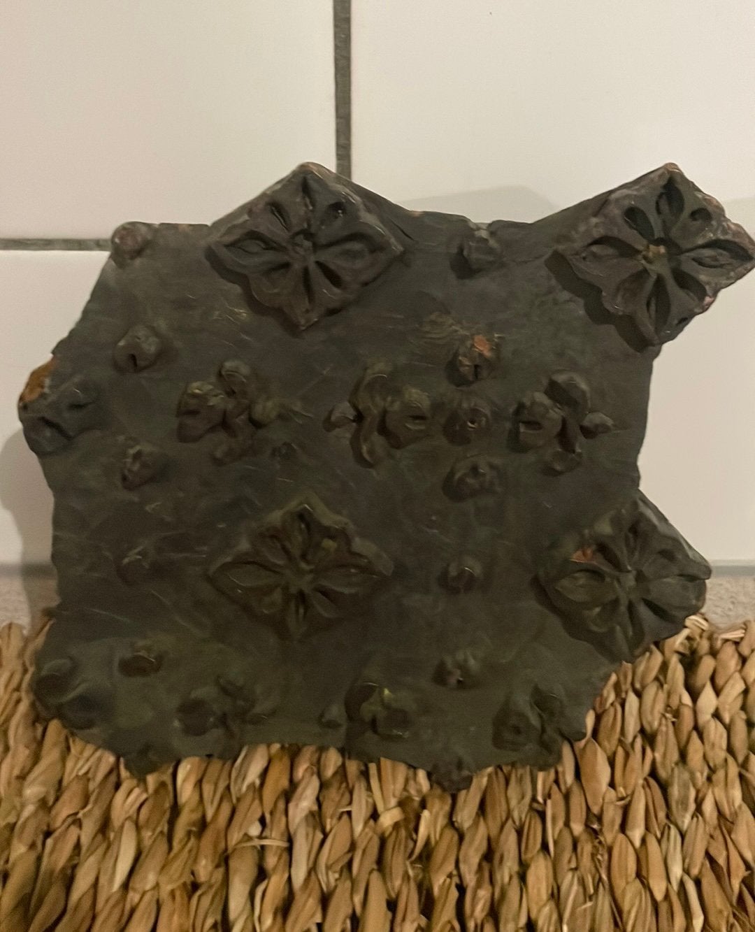 Prachtige houten batik stempel India hout oud, Ophalen of Verzenden, Zo goed als nieuw, Houten stempel