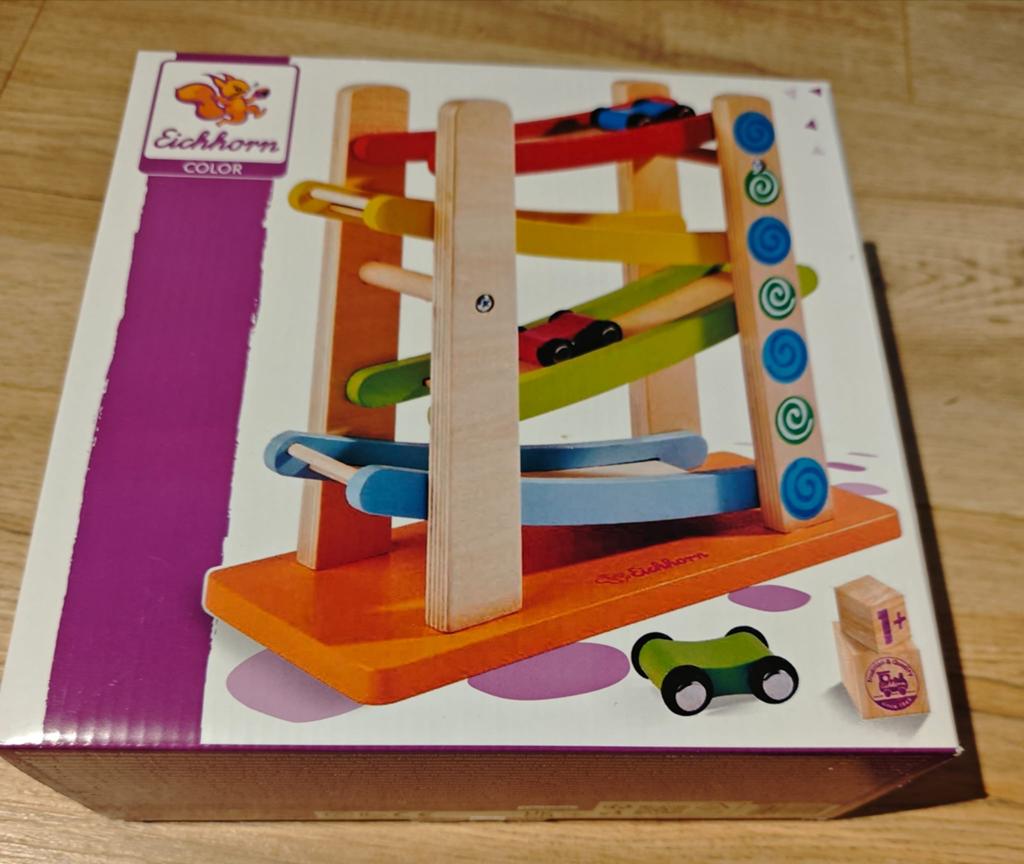 Eichhorn Color Houten Auto Racebaan met 3 Auto's, Ophalen of Verzenden, Zo goed als nieuw, Jongen of Meisje