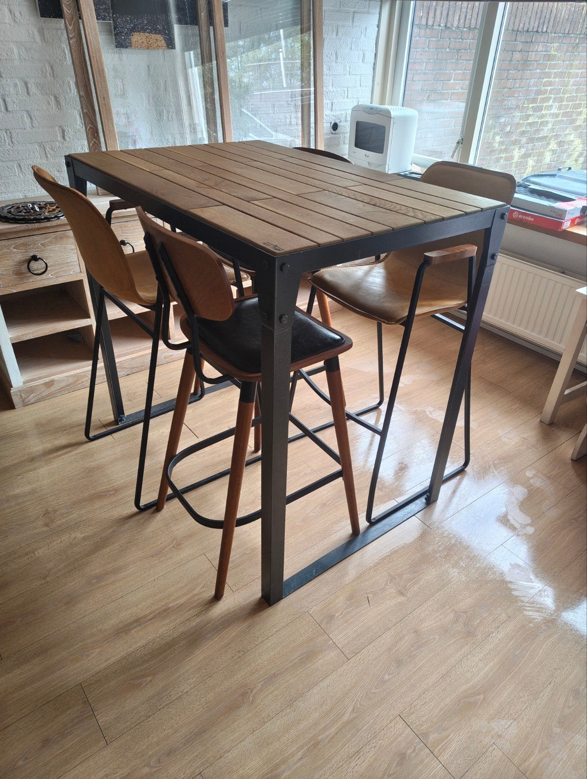 Restaurant/Café Tafel met 4 Hoge Stoelen, Ophalen, Gebruikt, Rechthoekig