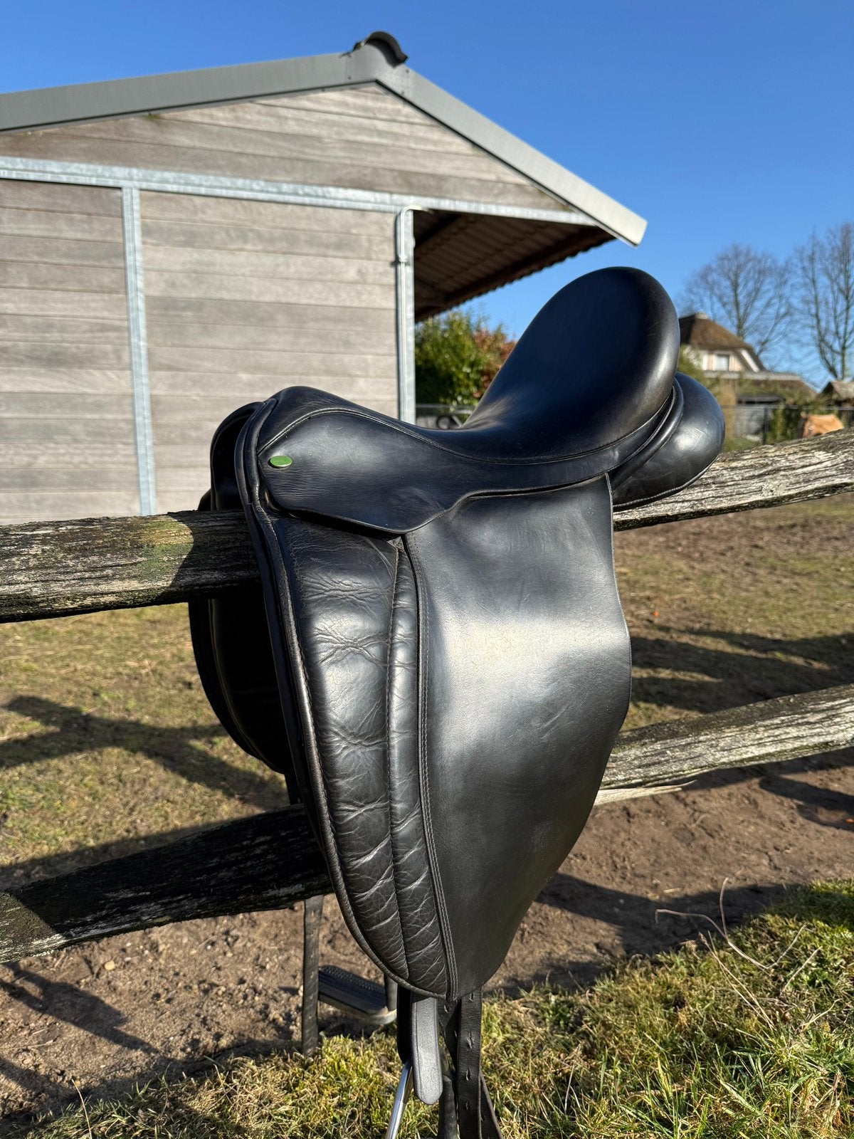 Hulsebos pony dressuur zadel 16,5 inch, Dieren en Toebehoren, Gebruikt, Dressuur, Smal, Inclusief stijgbeugels