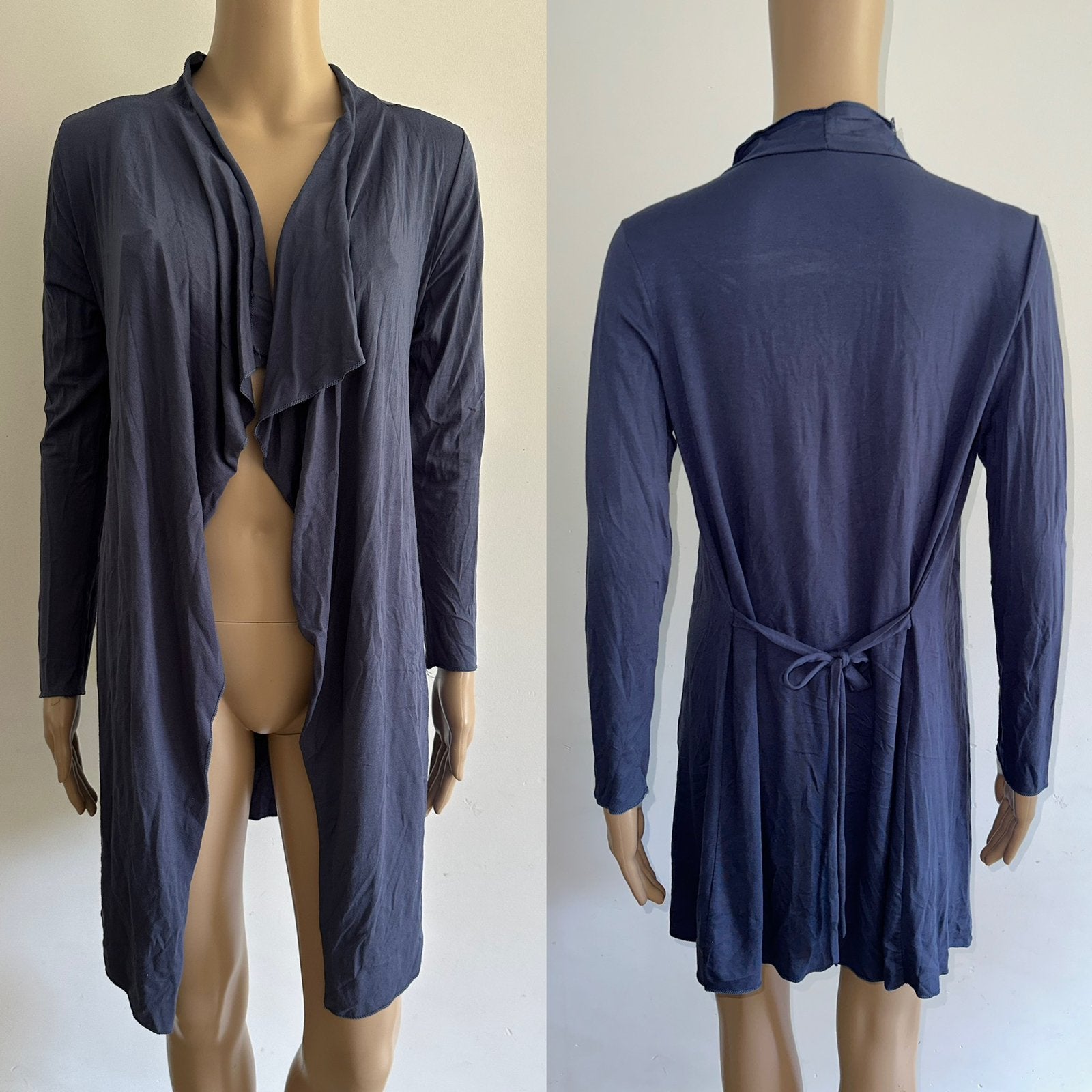 Dames kaftan lange jurk vest blauw jas jasje kimono top S M, Ophalen of Verzenden, Zo goed als nieuw, Maat 38/40 (M), Blauw