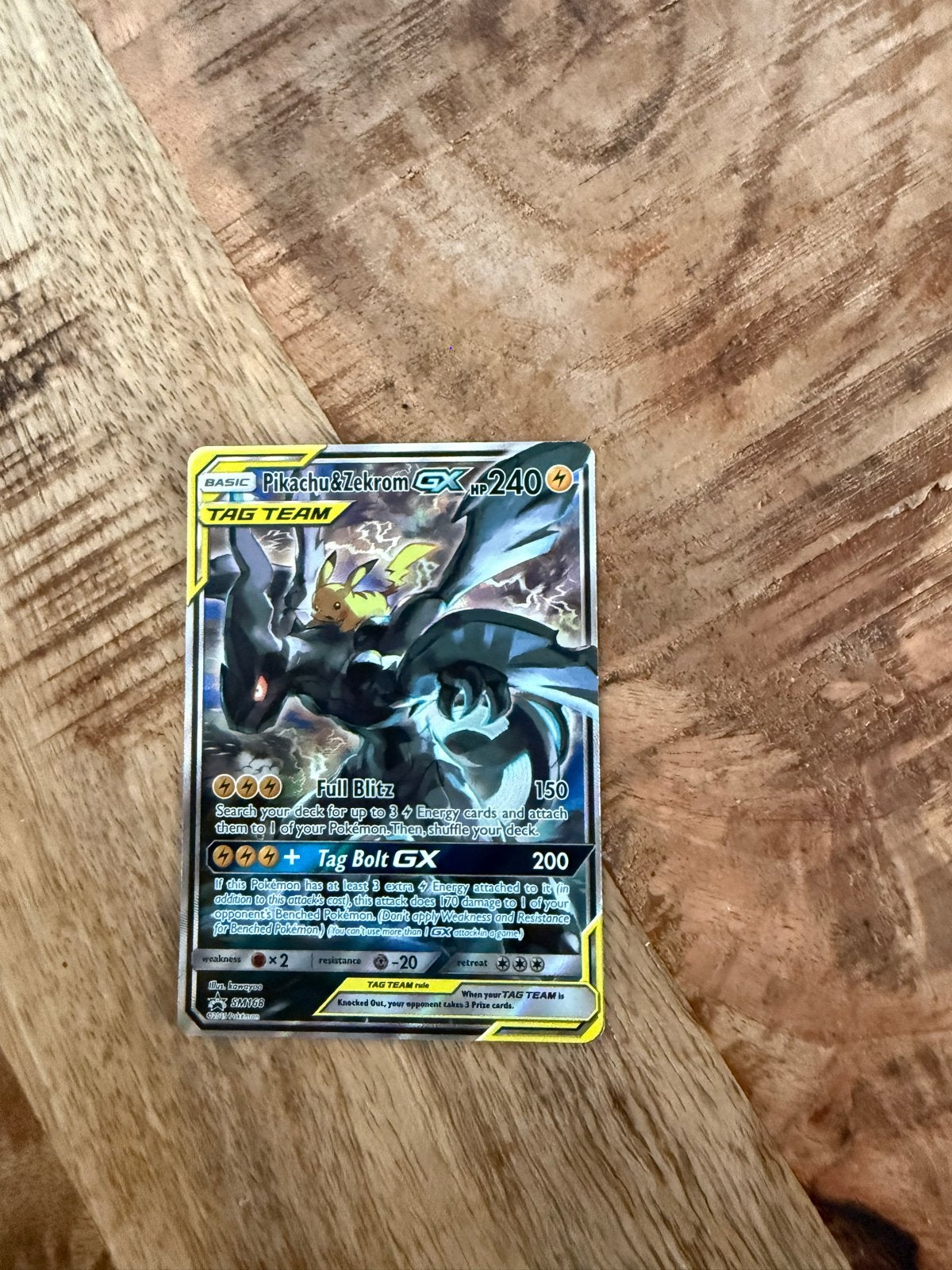Pikachu & Zekrom GX Pokémon Kaart - Tag Team, Ophalen of Verzenden, Zo goed als nieuw, Losse kaart