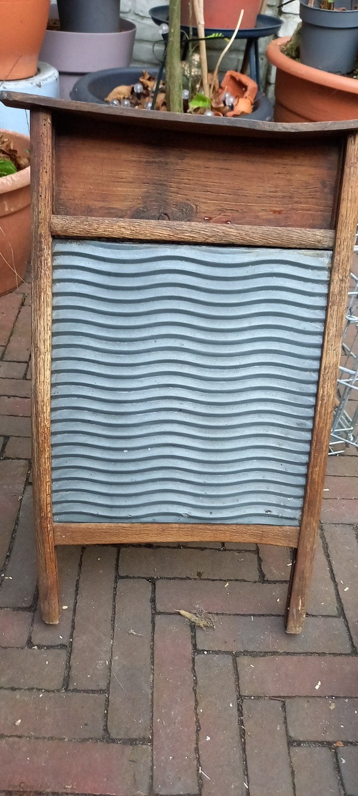 Antiek wasbord, hout met metaal, 60x35cm, Verzenden