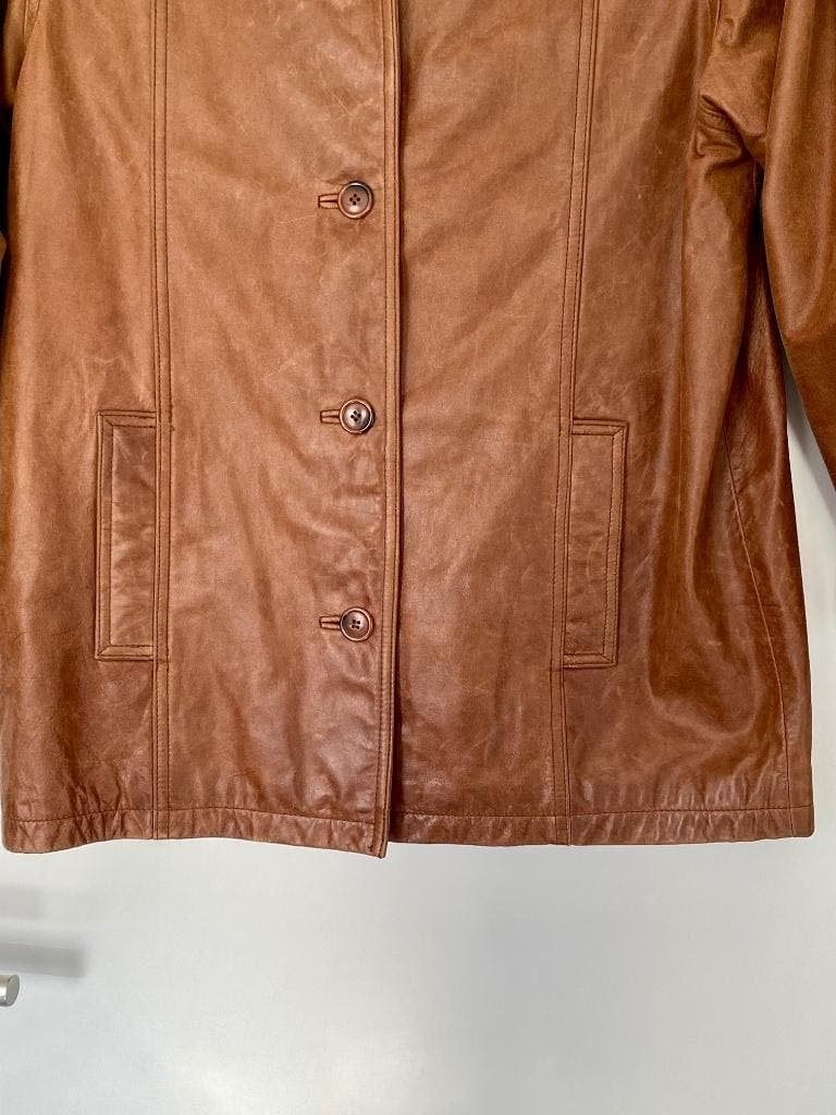 J490 Echt leren jas maat 42=L winterjas leer bruin blazer, Bruin, Maat 42/44 (L), Ophalen of Verzenden, Zo goed als nieuw