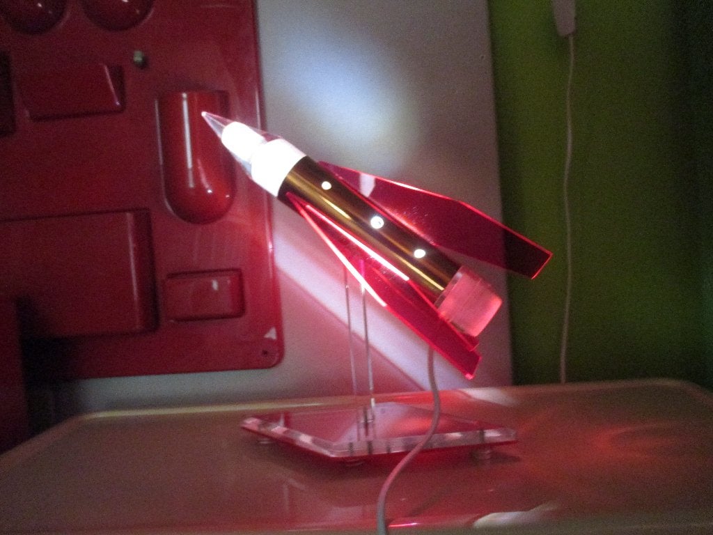 Plexi raket lamp space age design jaren 60 70 retro vintage, Gebruikt, Kunststof, ?, ?