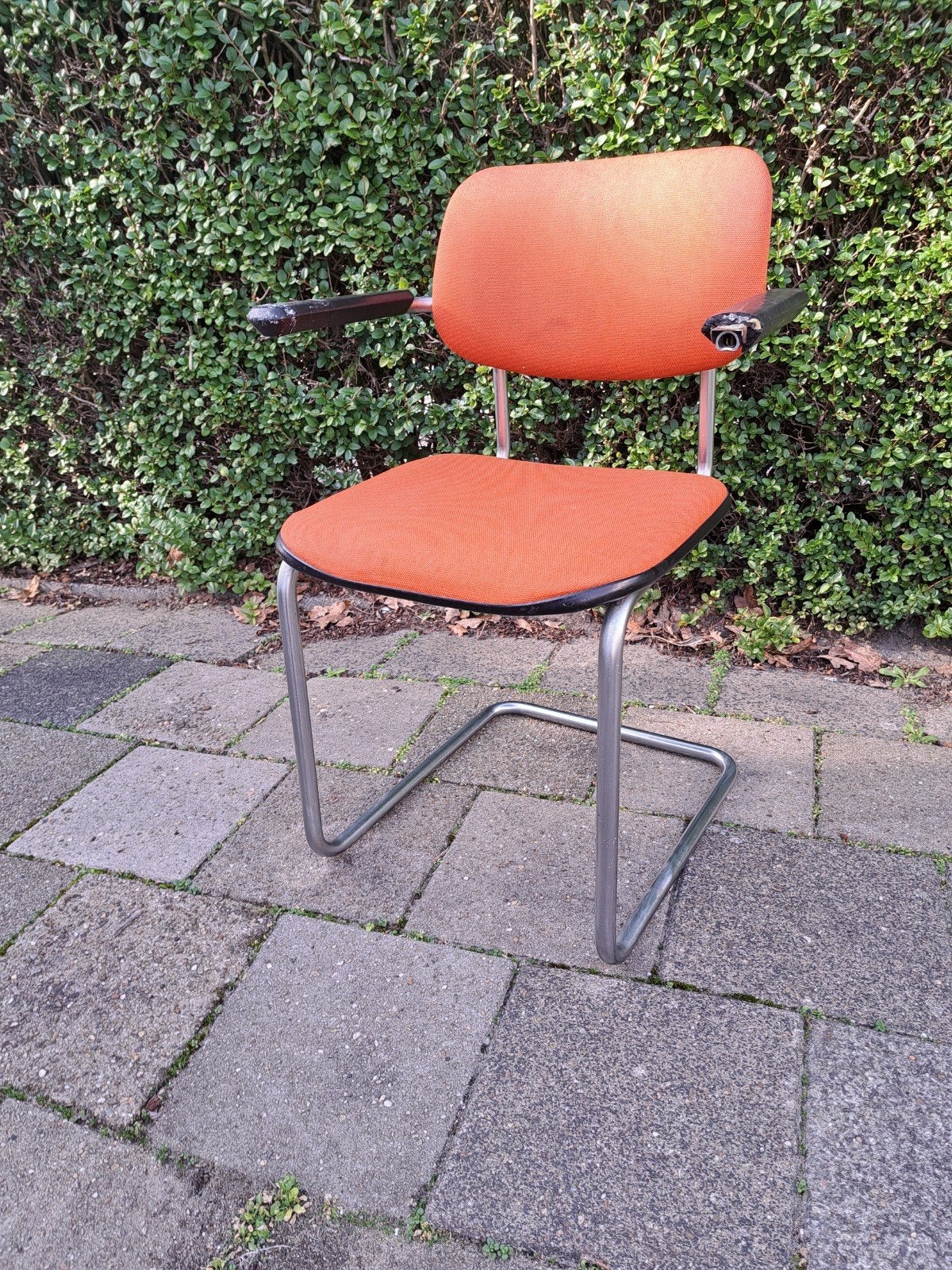 Vintage gispen sledestoel, bureaustoel buisfram, Ophalen, Gebruikt, Eén