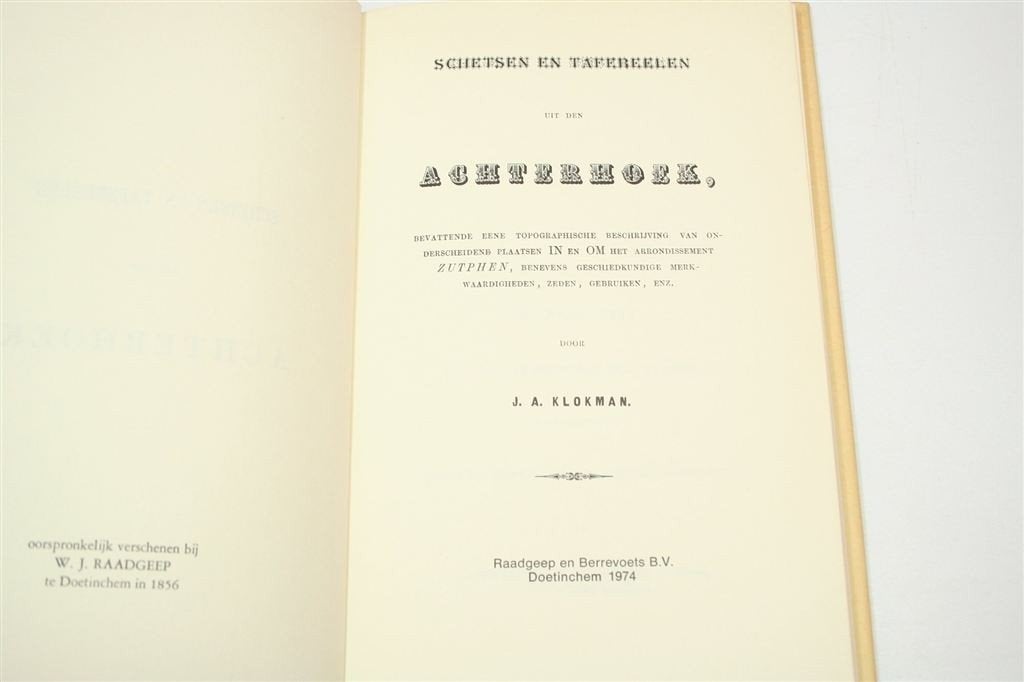 Schetsen uit den Achterhoek — Zutphen, Herdruk 1856, Ophalen of Verzenden, Gelezen