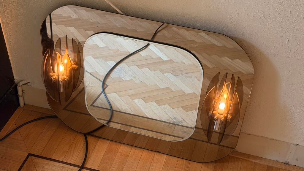 Italiaanse jaren 60 space age spiegel met verlichting, Ophalen, Gebruikt, 75 tot 100 cm, Minder dan 100 cm