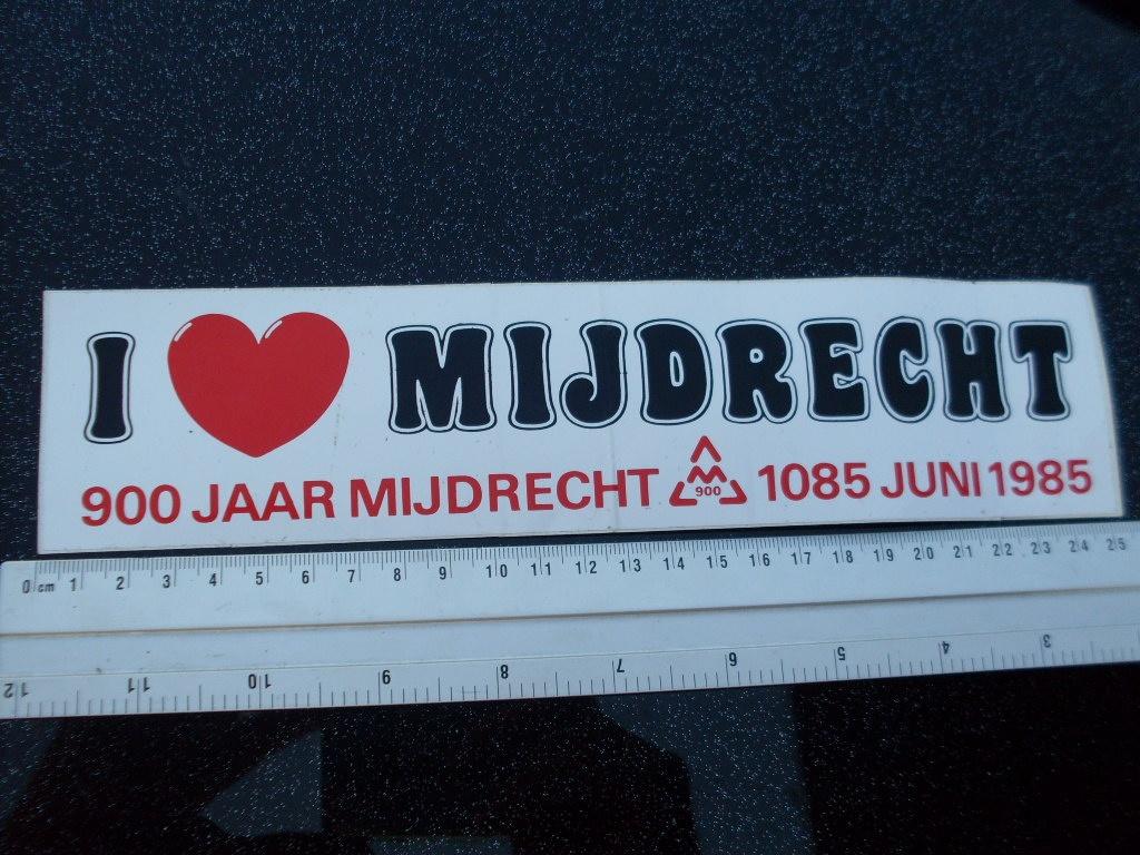 sticker 900 jaar gemeente plaats stad mijdrecht 1985, Verzenden, Zo goed als nieuw, Overige typen