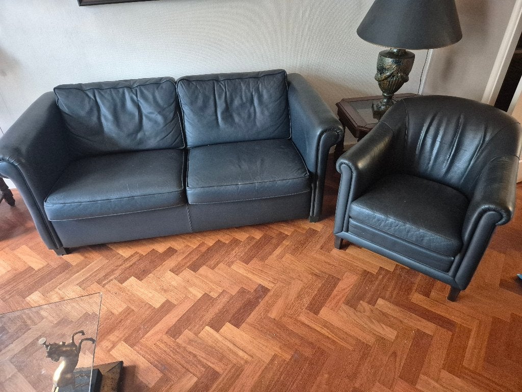 Lederen bankstel gratis af te halen, Ophalen, Gebruikt, 75 tot 100 cm, Leer