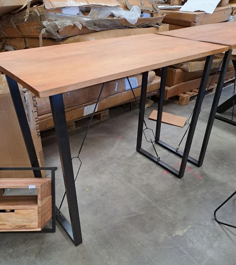 Stijlvolle Bartafel met Houten Blad en Metalen Onderstel, 50 tot 100 cm, 100 tot 150 cm, Nieuw, Industrieel, Modern