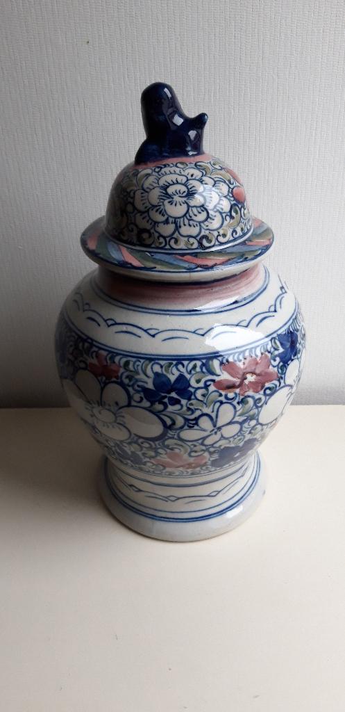 Grote zware vaas met deksel, Ophalen of Verzenden, Zo goed als nieuw, Overige kleuren, Glas