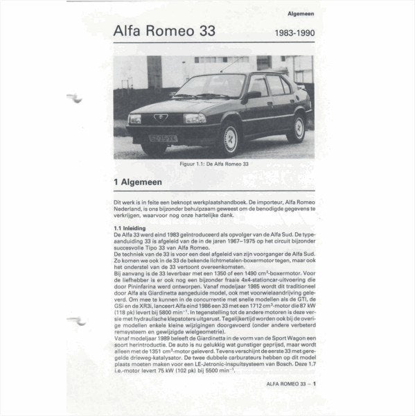 Alfa Romeo 33 Vraagbaak losbladig 1983-1990 #1 Nederlands, Ophalen of Verzenden, Gelezen, Alfa Romeo