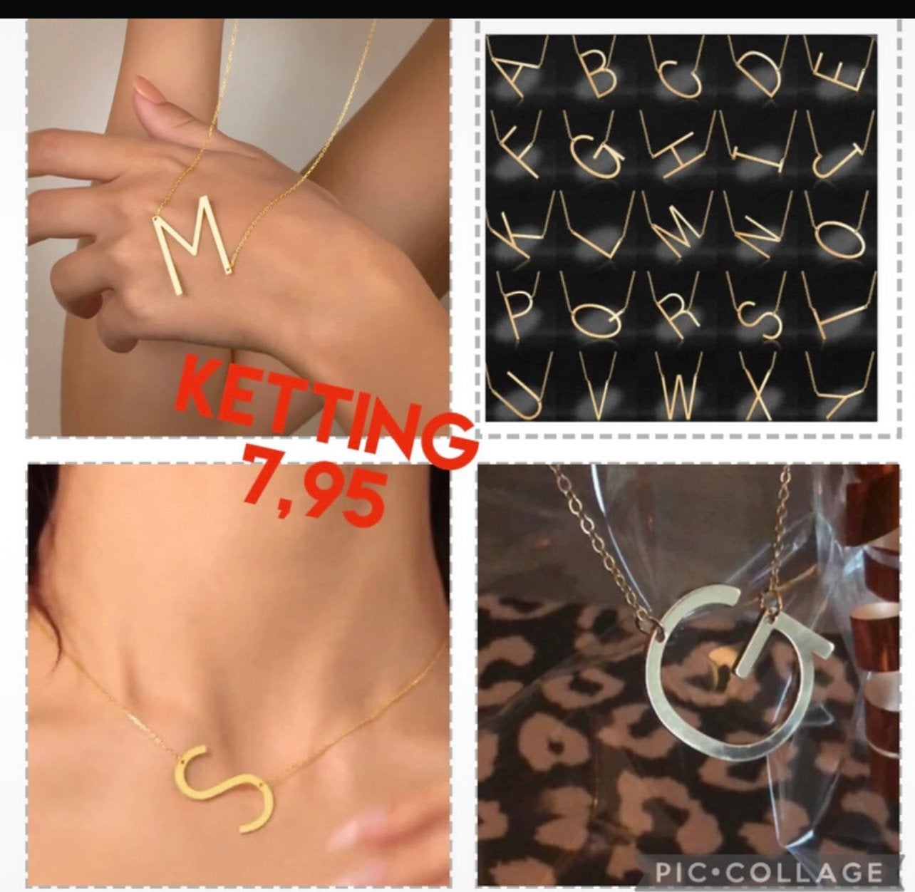 initiale ketting letter ketting goud kleurig, Ophalen of Verzenden, Nieuw, Goud, Overige materialen
