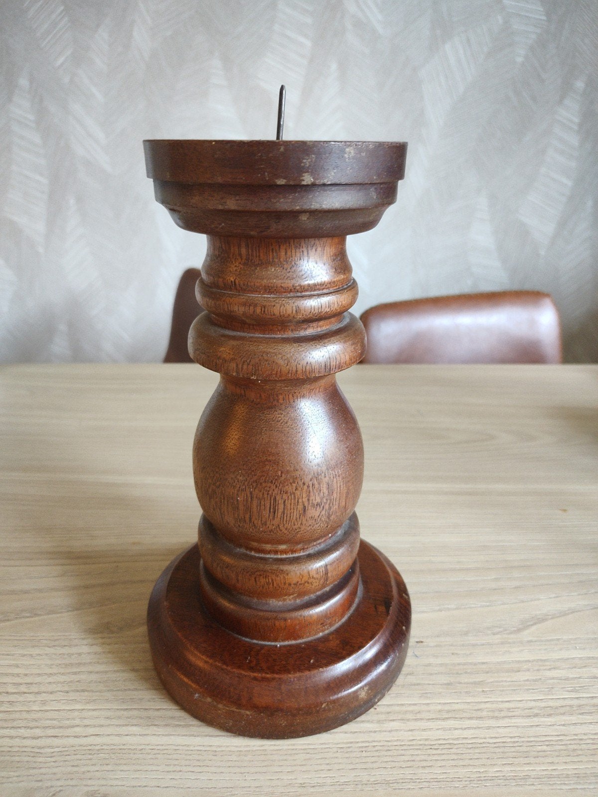 Vintage grote houten kandelaar, Antiek en Kunst, Ophalen of Verzenden, Overige materialen