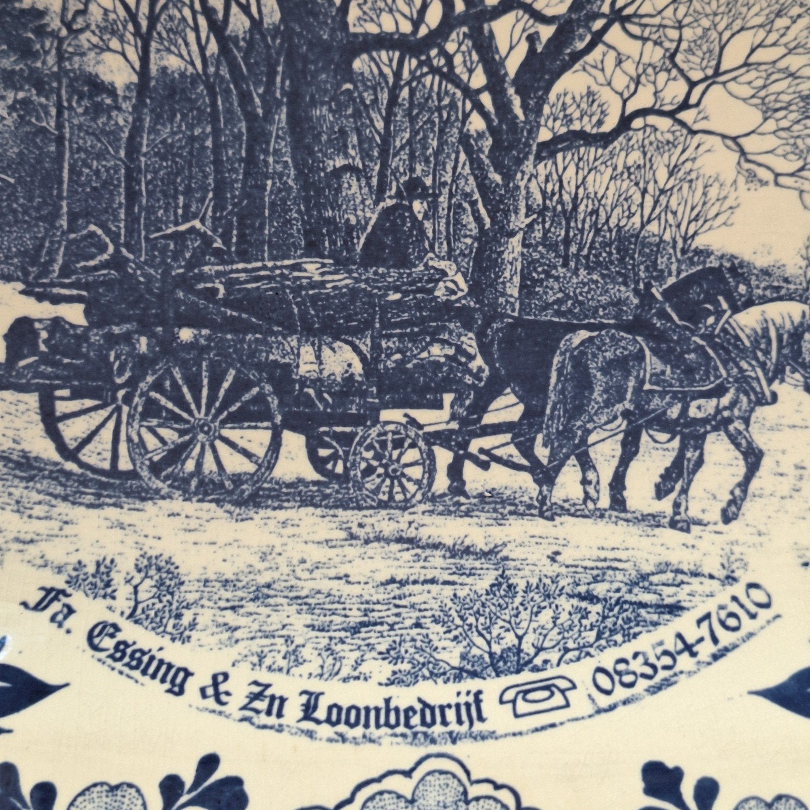 Fa. Essing & zonen Aalten schaal Delfts blauw, Ophalen of Verzenden, Reclamebord