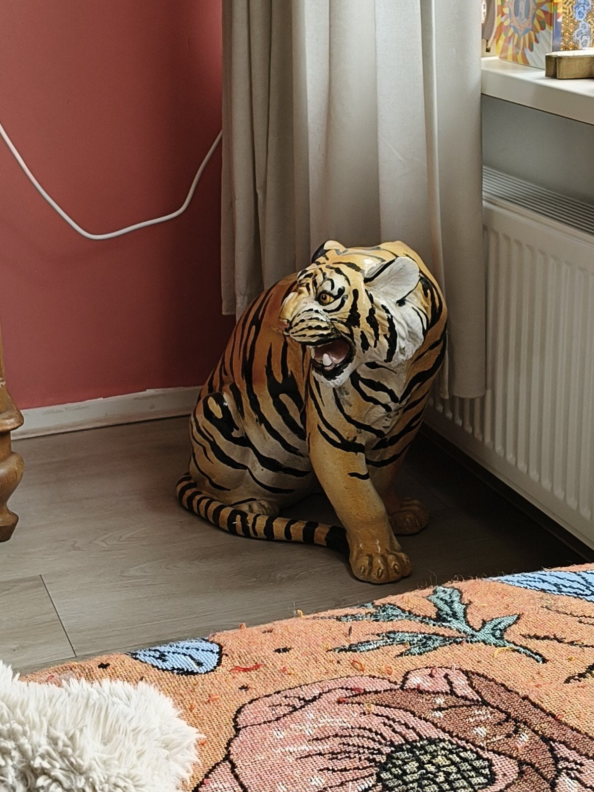 Porselein XXL Vintage Tijger Beeld - Uniek Stuk, Ophalen