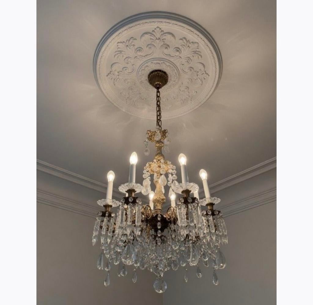 Chandelier - Crystal, Bronze - French Napoleon III, Verzenden, Zo goed als nieuw