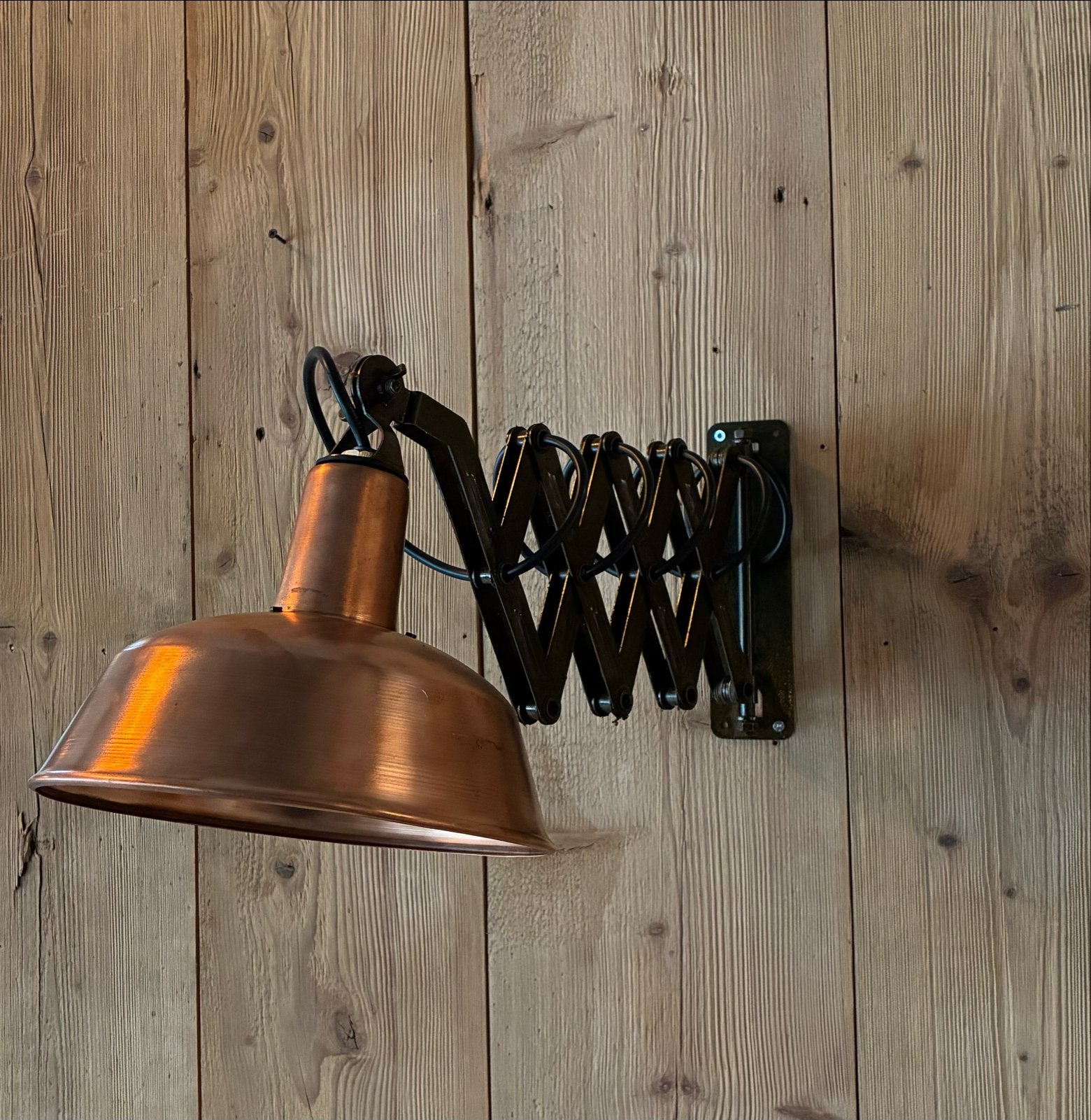Koperen schaarlamp | Industriële wandlamp | koperen wandlamp, Ophalen, E27 (groot), Zo goed als nieuw, Overige kleuren
