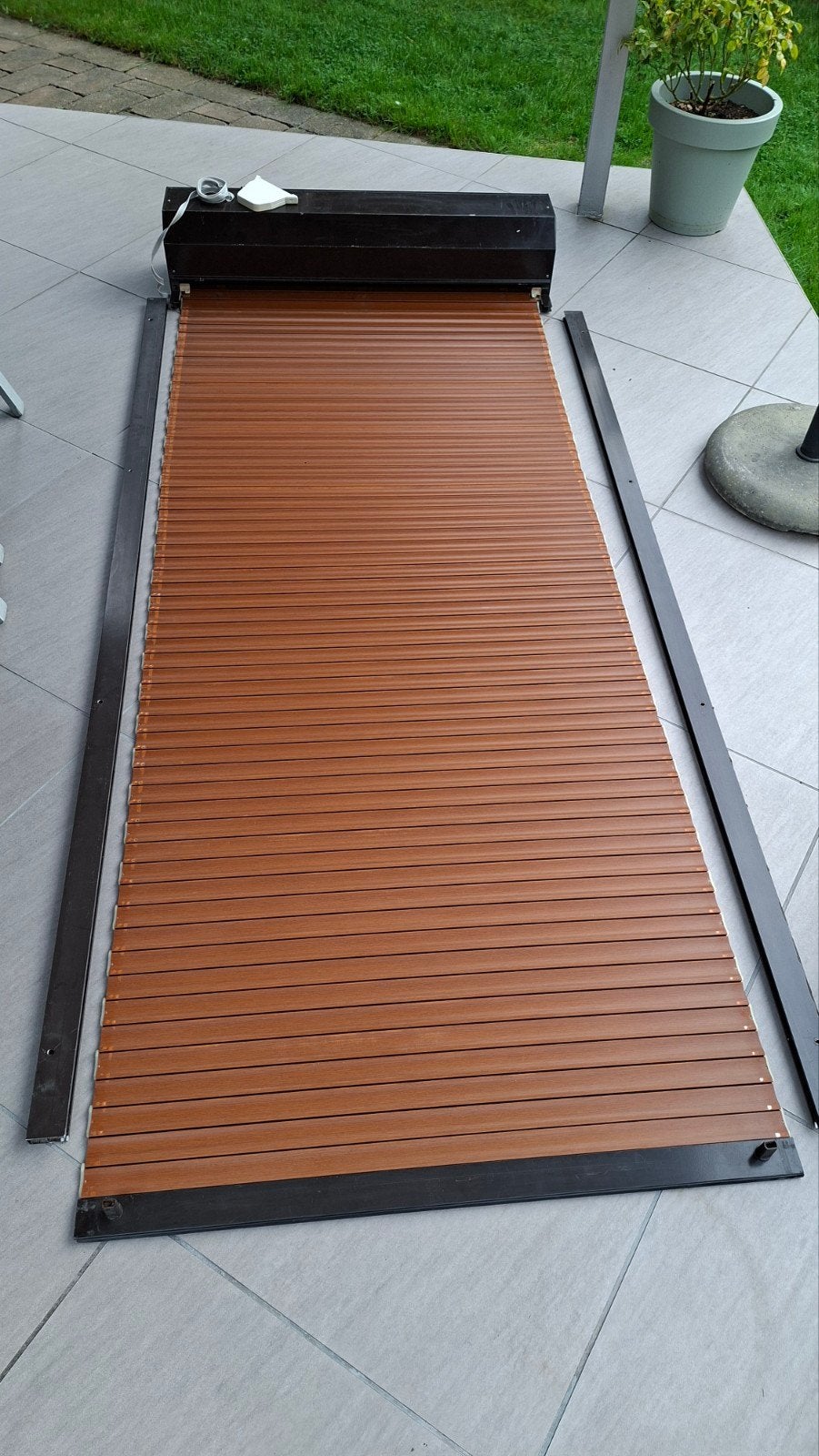 Mooi lang rolluik (294 cm)- Bruin - houtmotief, Ophalen, 100 tot 150 cm, Bruin, Zo goed als nieuw