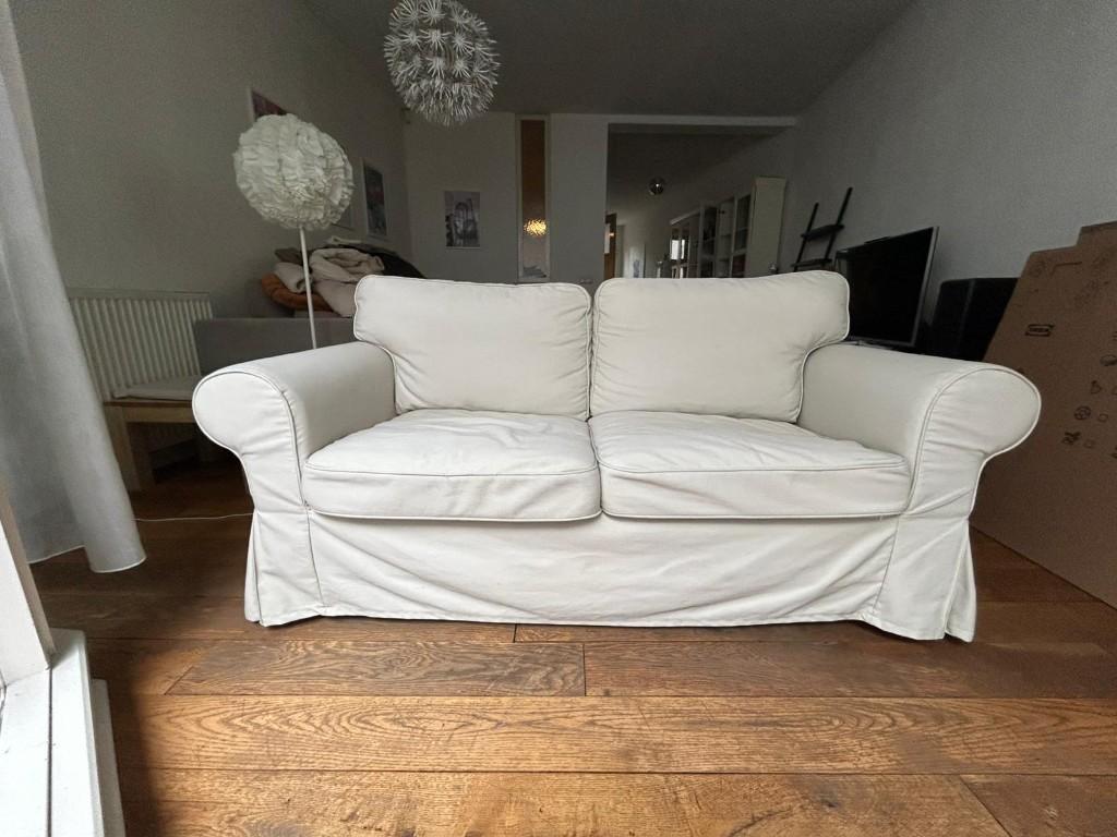 IKEA Ektorp 2-zits bank – beige/wit, Ophalen, Tweepersoons, 75 tot 100 cm, Zo goed als nieuw
