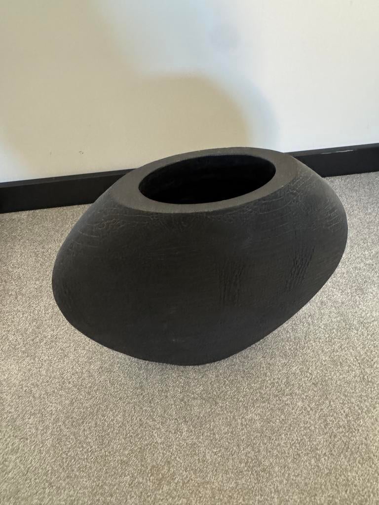 Zwarte decoratie vaas met krokodillenprint, Overige materialen, Zwart, Ophalen of Verzenden, Zo goed als nieuw