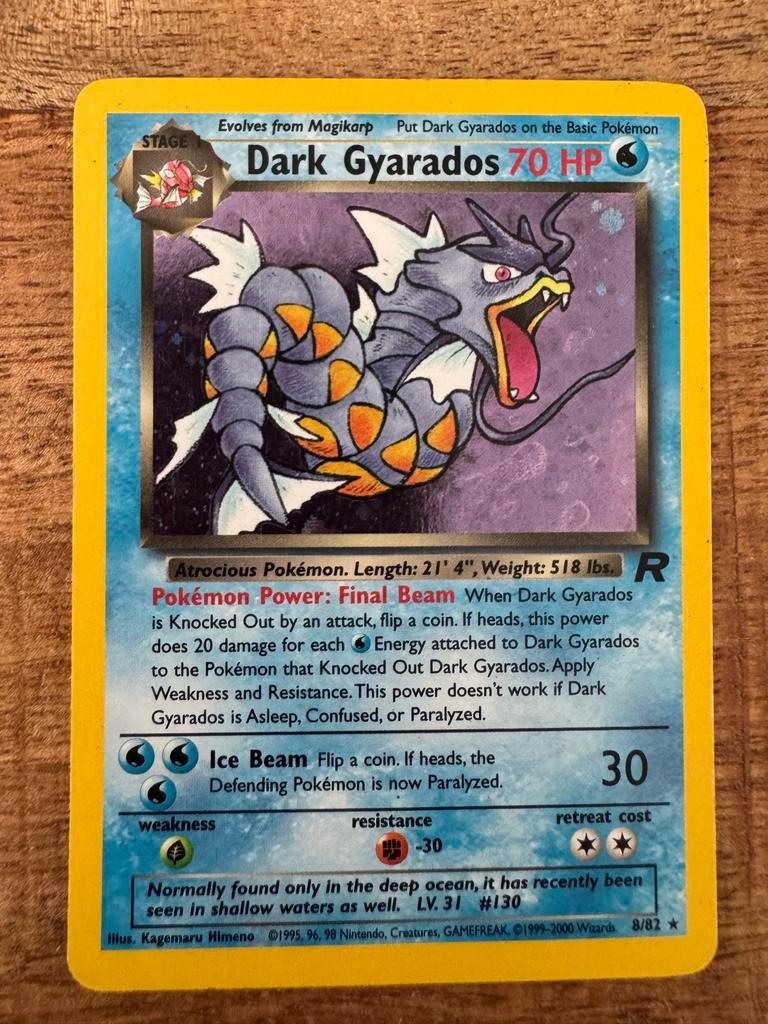 Dark Gyarados Pokémon Kaart - Wizards 8/82, Ophalen of Verzenden, Zo goed als nieuw, Losse kaart