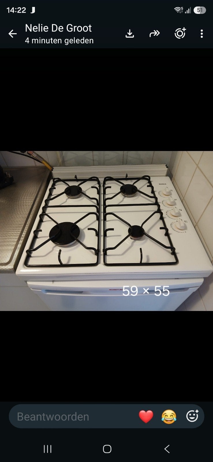 Bosch gasstel, Witgoed en Apparatuur, Ophalen, 4 kookzones, Zo goed als nieuw, Gas