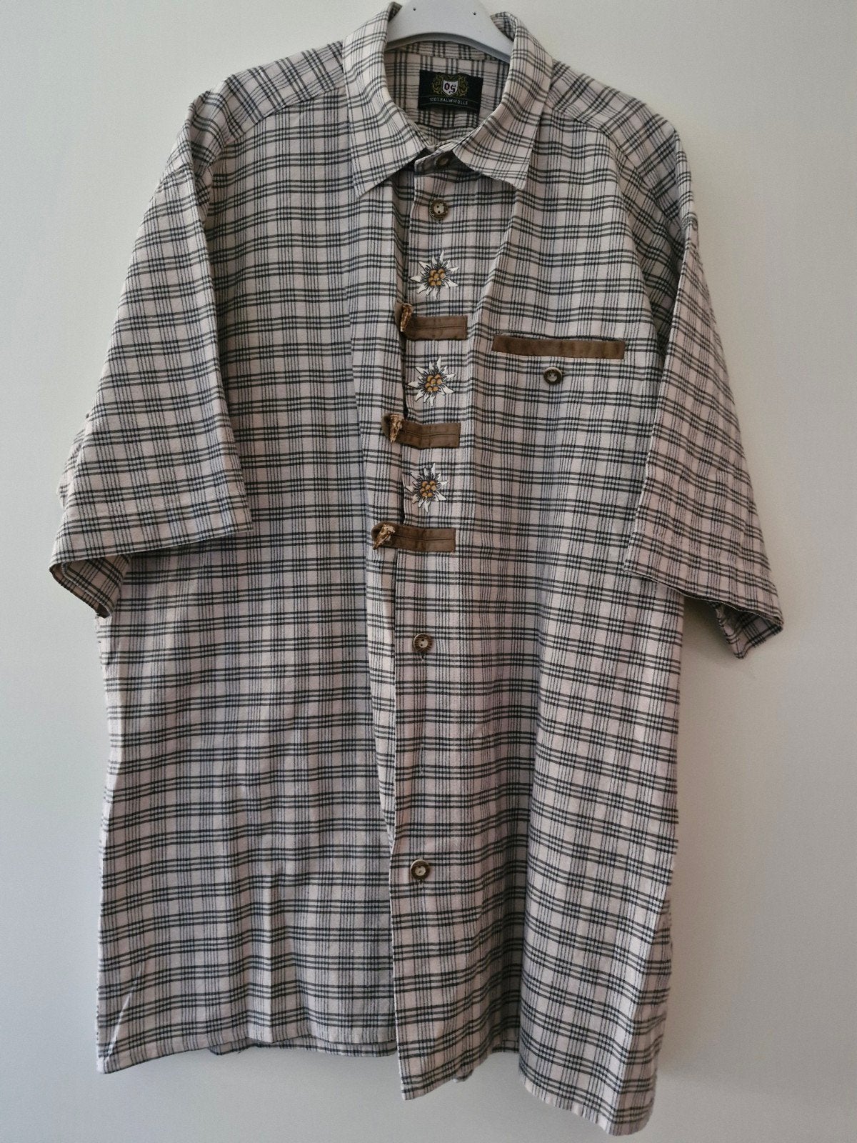 Origineel Trachten Hemd Oktoberfest Maat XL 43/44, Beige, Ophalen of Verzenden, Zo goed als nieuw, Halswijdte 43/44 (XL)