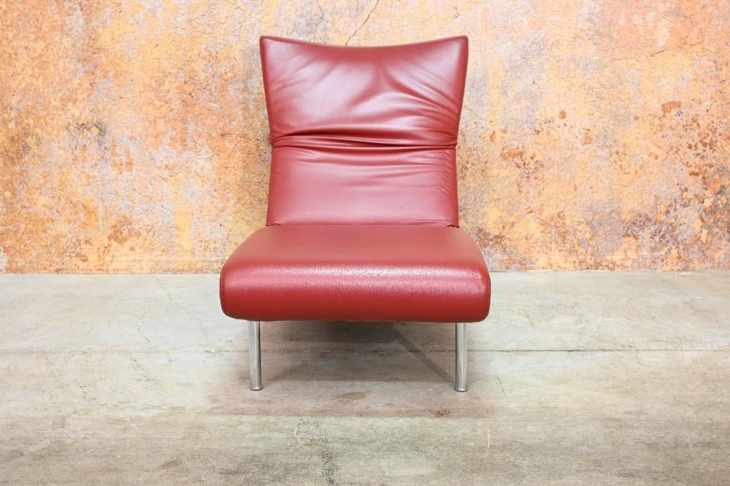 ZGAN! 2 rode leren Bonaldo Berlin design fauteuils/chaises, Eenpersoons, 75 tot 100 cm, Ophalen of Verzenden, Zo goed als nieuw