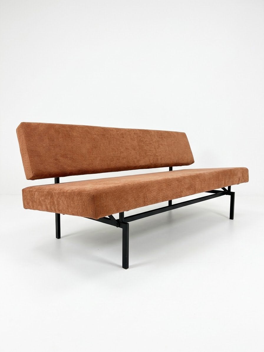 Vintage slaapbank bruin | bank Gijs vd Sluis Gispen 540, Gebruikt, 100 tot 125 cm, ., 150 tot 200 cm