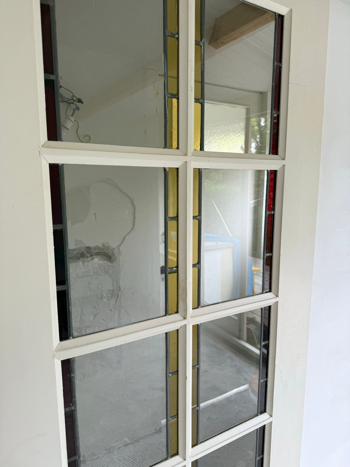 Stijlvolle Glas-in-lood Schuifdeur met Rails (201x79,5cm), Doe-het-zelf en Verbouw, Ophalen, Gebruikt, Minder dan 80 cm, Binnendeur