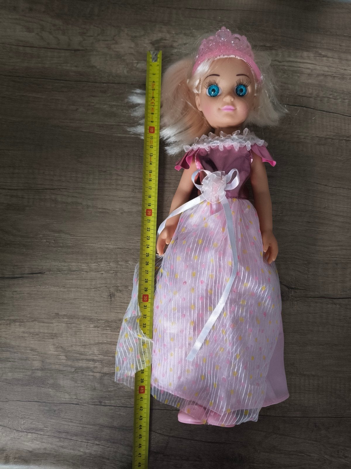 Prinsessenpop met roze jurk en kroon, 40 cm, Kinderen en Baby's, Ophalen of Verzenden, Gebruikt, Overige typen