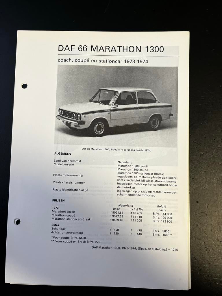 DAF 66 Marathon 1300 vraagbaak (1973-1974), Ophalen of Verzenden, Gelezen, Overige merken