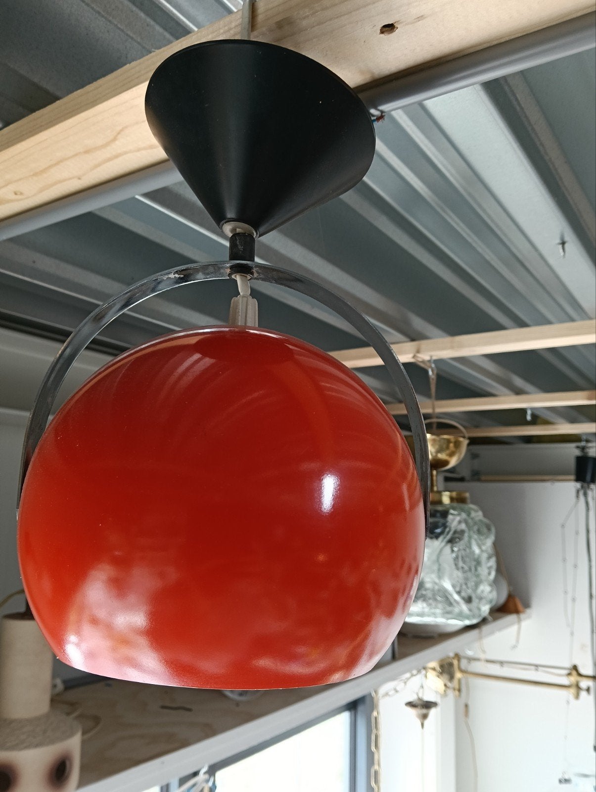 Vintage oranje/rode hanglamp Gepo ?  - Jaren '70 design, Gebruikt, Vintage, Jaren '70, Retro, Onbekend, Onbekend