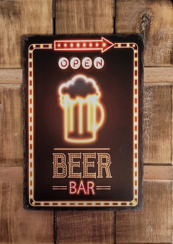 Beer bar neon look reclamebord van metaal wandbord deco, Info@deconoord.nl, Deco Noord, Nieuw, Ophalen of Verzenden