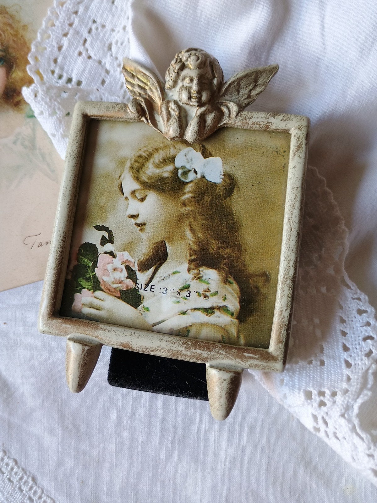 Fotolijstje met engeltje ( nr.26), Antiek en Kunst, Ophalen of Verzenden