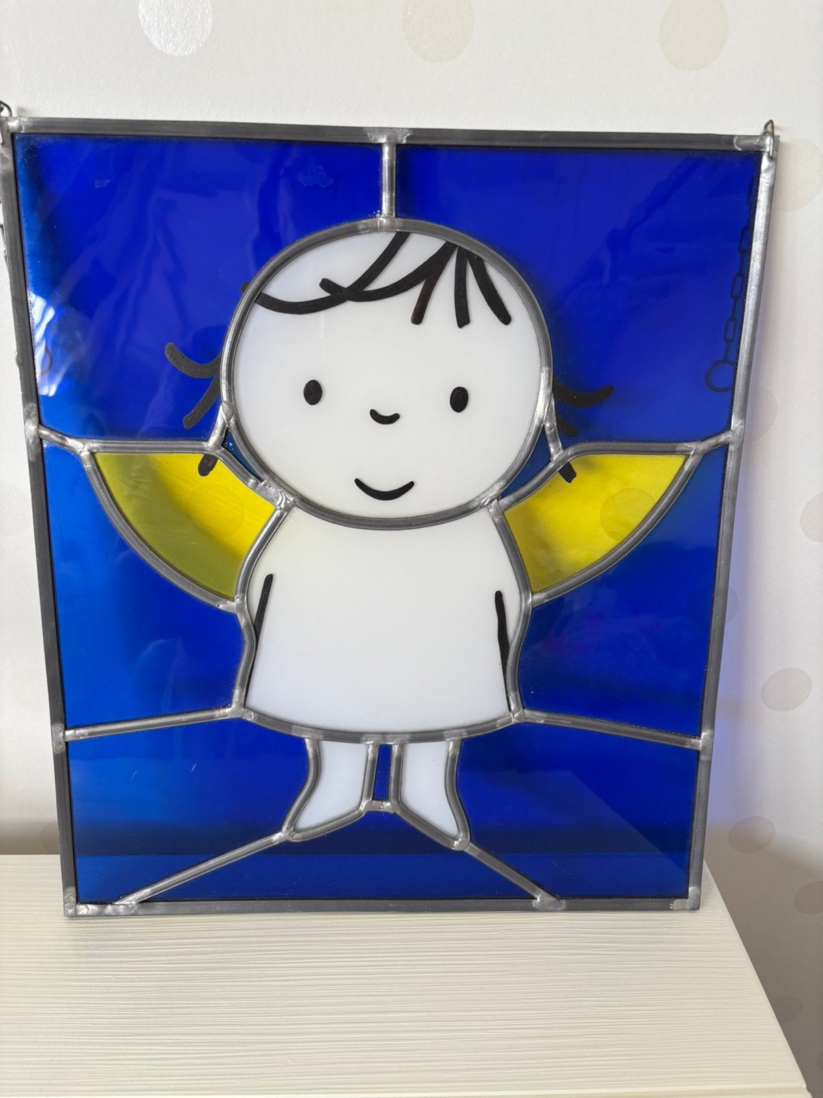 Glas in lood raampje engeltje Dick Bruna, Ophalen