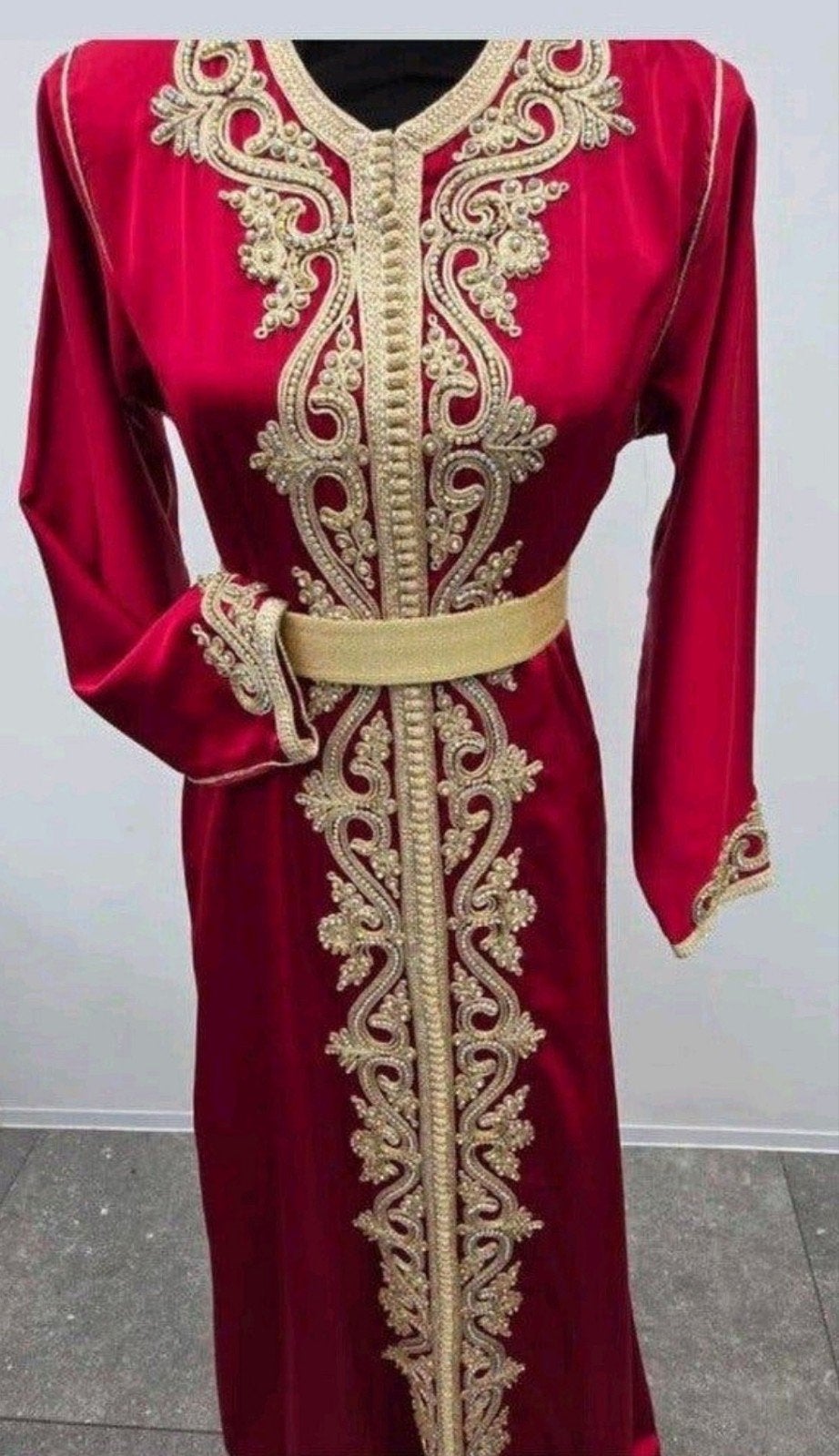 Marokkaanse Kaftan Rood met Gouden Sfifa, Kleding | Dames, Ophalen of Verzenden