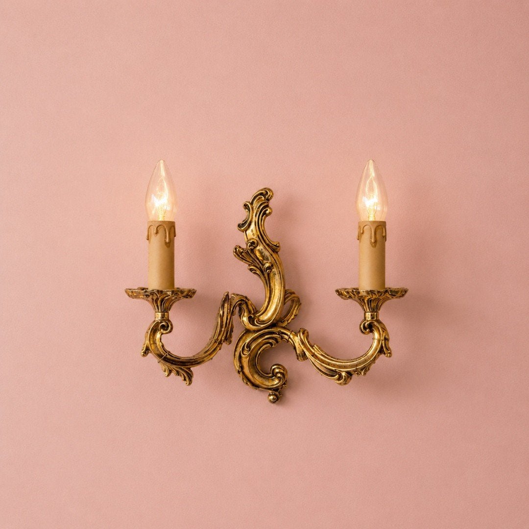 Vintage Gouden Wandlamp - Barok Stijl, Ophalen of Verzenden