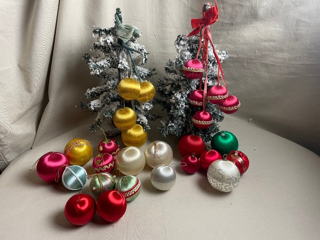 Vintage glansdraad kerstballen, Ophalen of Verzenden, Gebruikt