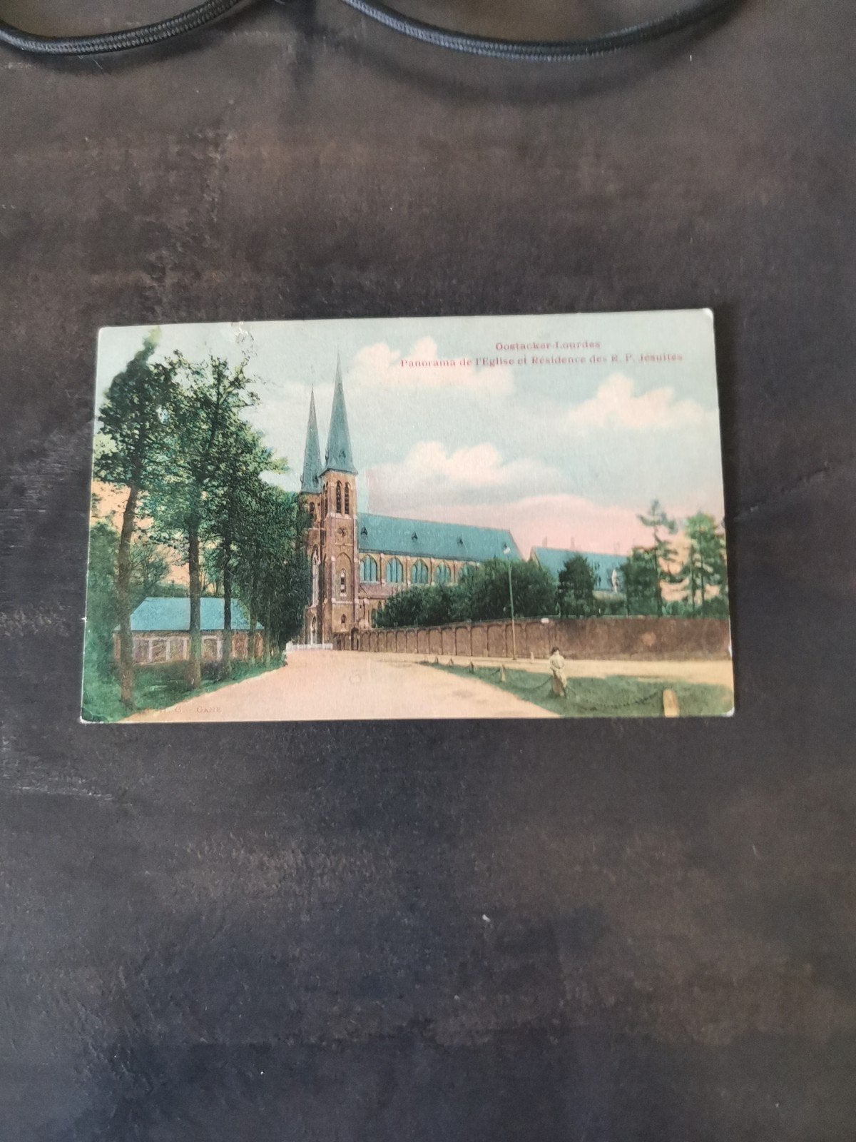 Oostacker-Lourdes: Panorama Kerk en Residentie Jezuïeten, Ophalen of Verzenden, Voor 1920, Gelopen, Oost-Vlaanderen