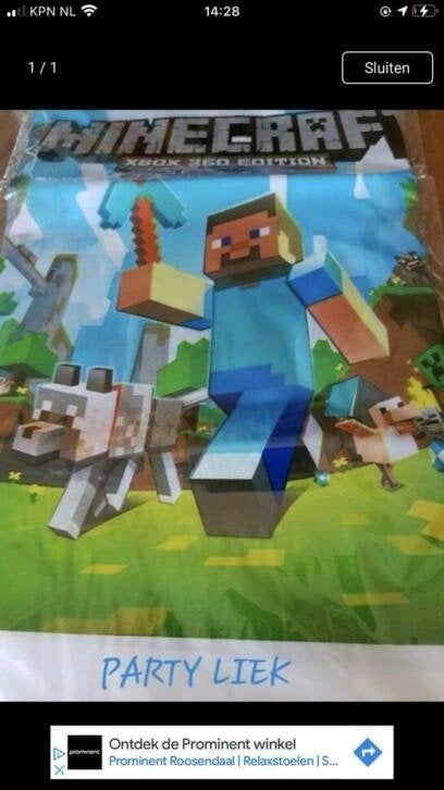 Minecraft tafelkleed nr T522, Ophalen of Verzenden, Nieuw, Versiering, Verjaardag
