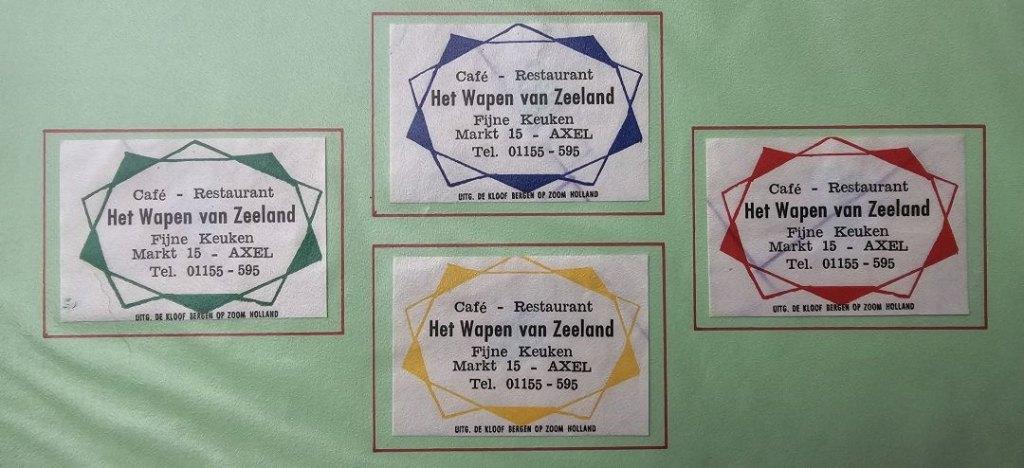 Café Restaurant Het Wapen van Zeeland te Axel (Fijne keuken), Ophalen of Verzenden, Zo goed als nieuw, Luciferdoosjes of -merken
