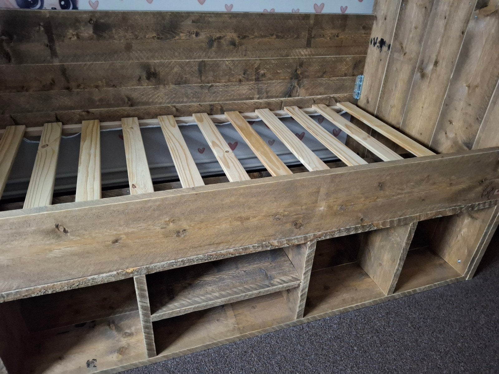 1persoonsbed kajuitbed bedbank 90x200 steigerhout + lattenbo, 180 cm of meer, Ophalen, Lattenbodem, 100 cm of meer